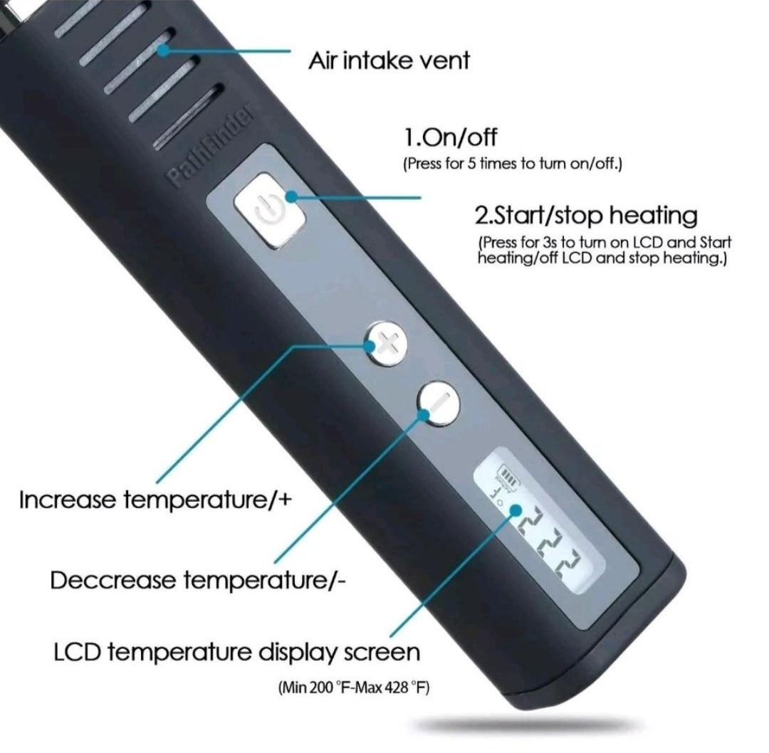 Vaporizer + Einfüllhilfe + Grinder Pen Verdampfer Vape Kit Dry Herb Trocken Pathfinder